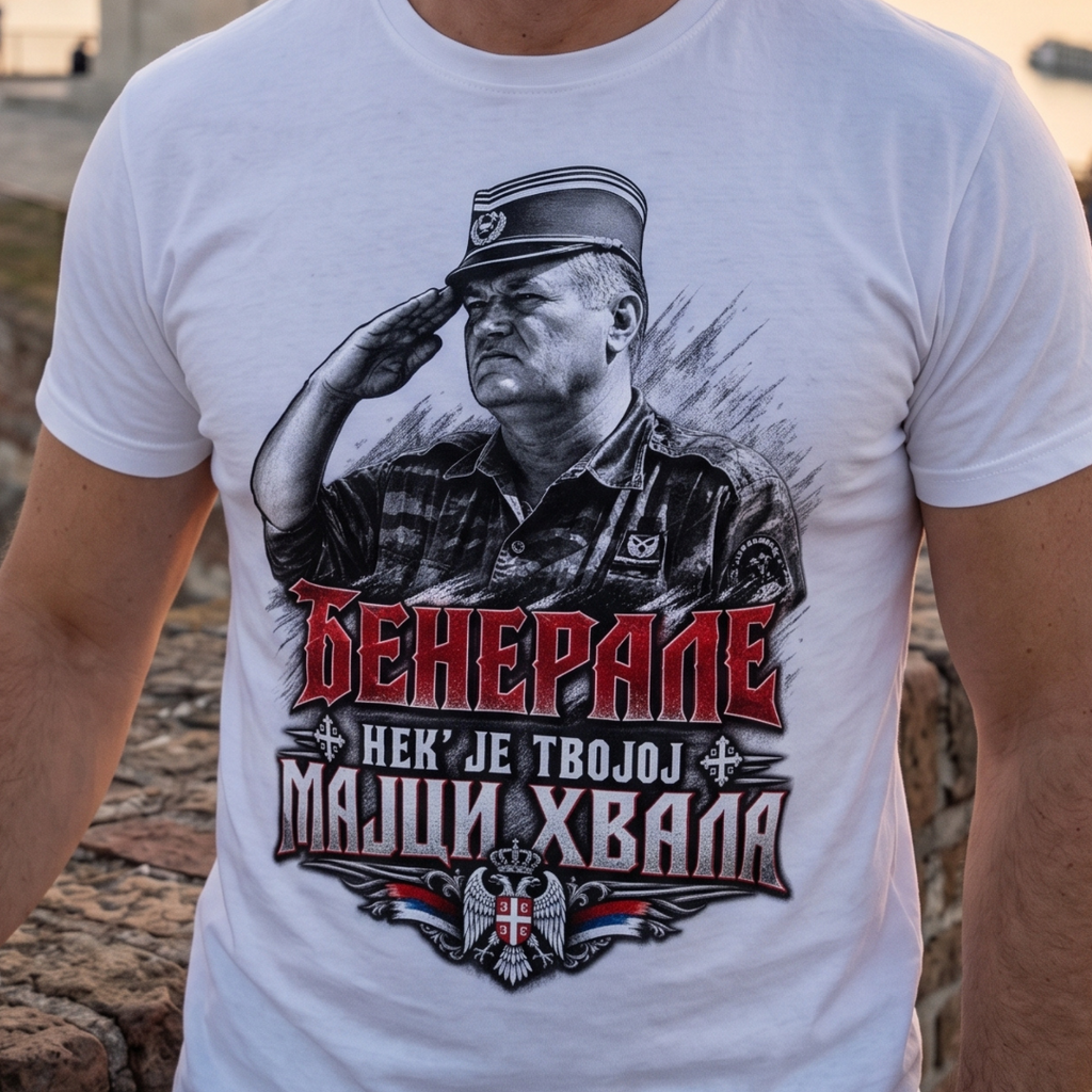 BEla majica patriotska general , majie sa stampom kao poklon