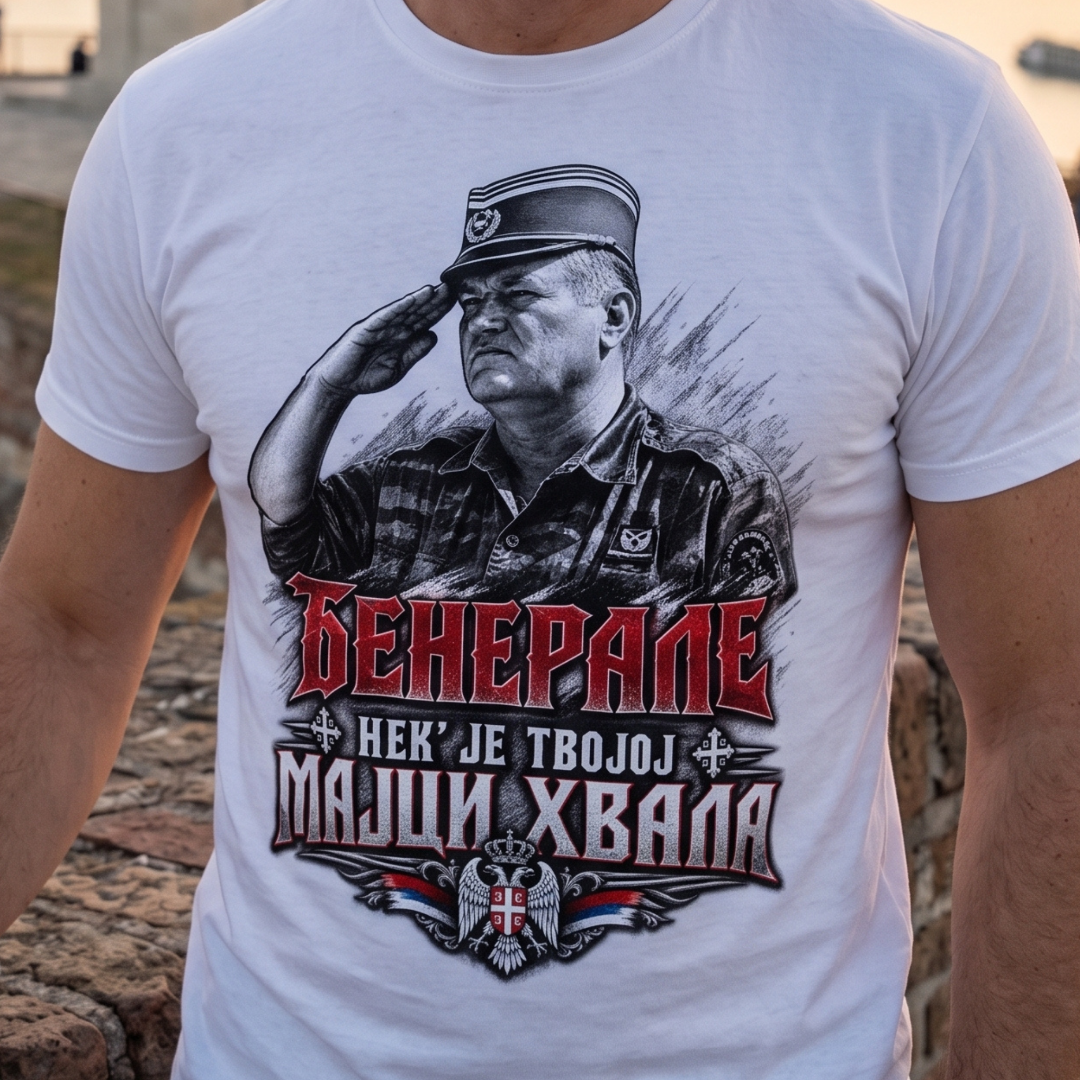 BEla majica patriotska general , majie sa stampom kao poklon