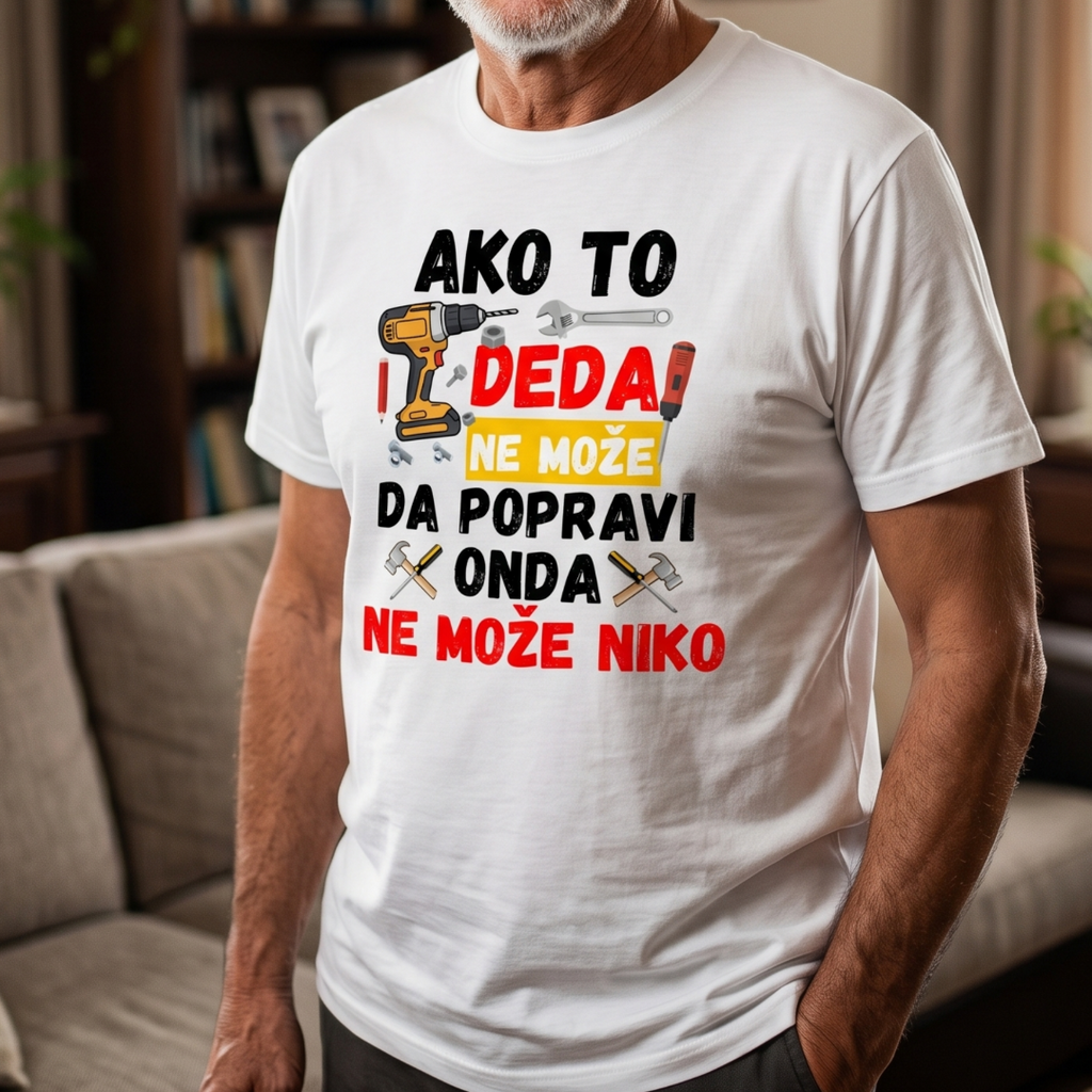majica poklon za dedu sa smilesnim natpisom majstor Srbija