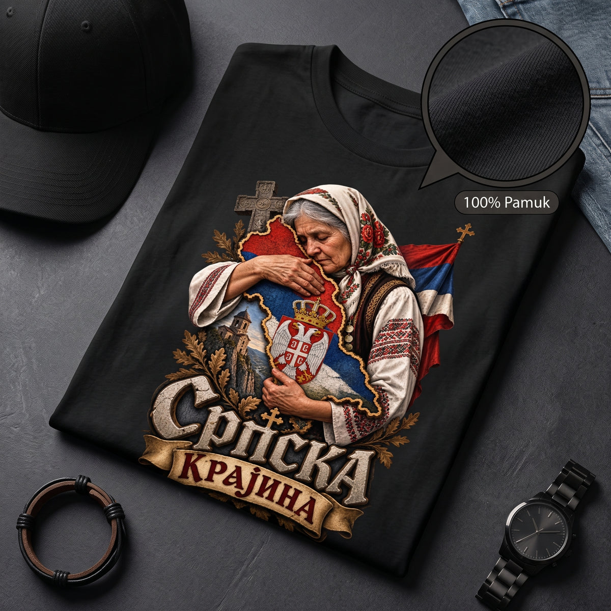 Spakovana majica sa stampom srpska rajina 100% pamuk