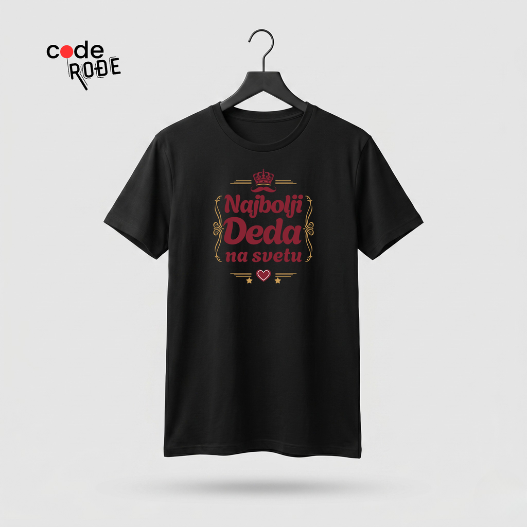 Crna majica najbolji deda na svetu poklon za dedu